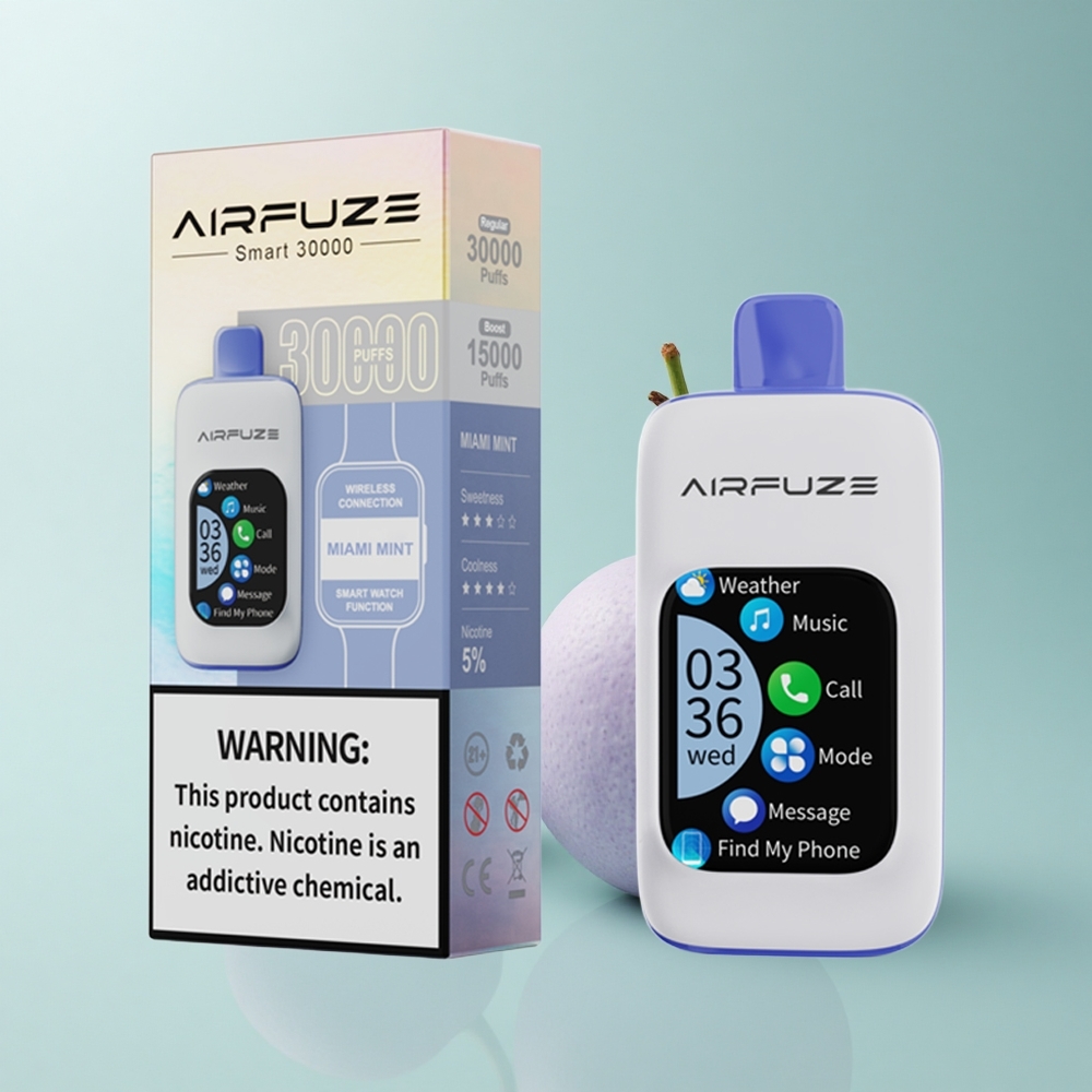 AirFuze Smart 30000 Puffs Miami Menta Pod Desechable con Pantalla Táctil 2.01\'\' y 900mAh