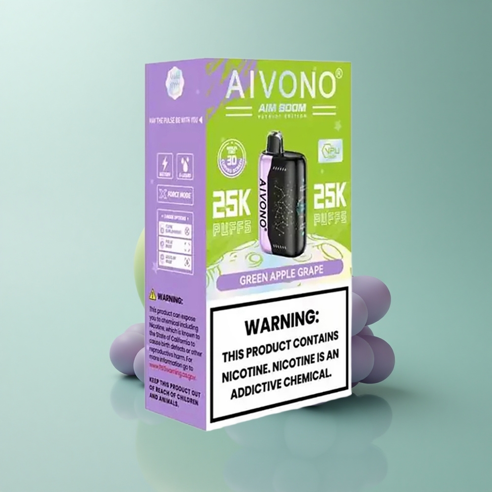 Aivono Aim Boom 25000 Puffs Manzana Verde Uva 0% Nicotina 650mAh