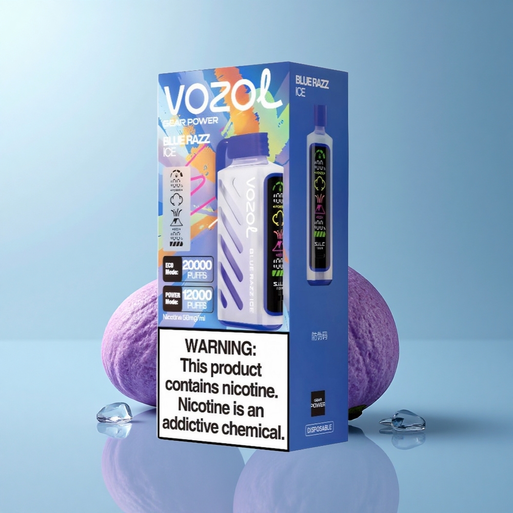 VOZOL Gear Power 20000 Puffs Azul Frambuesa Hielo con Dual Mesh Coil y 20mL