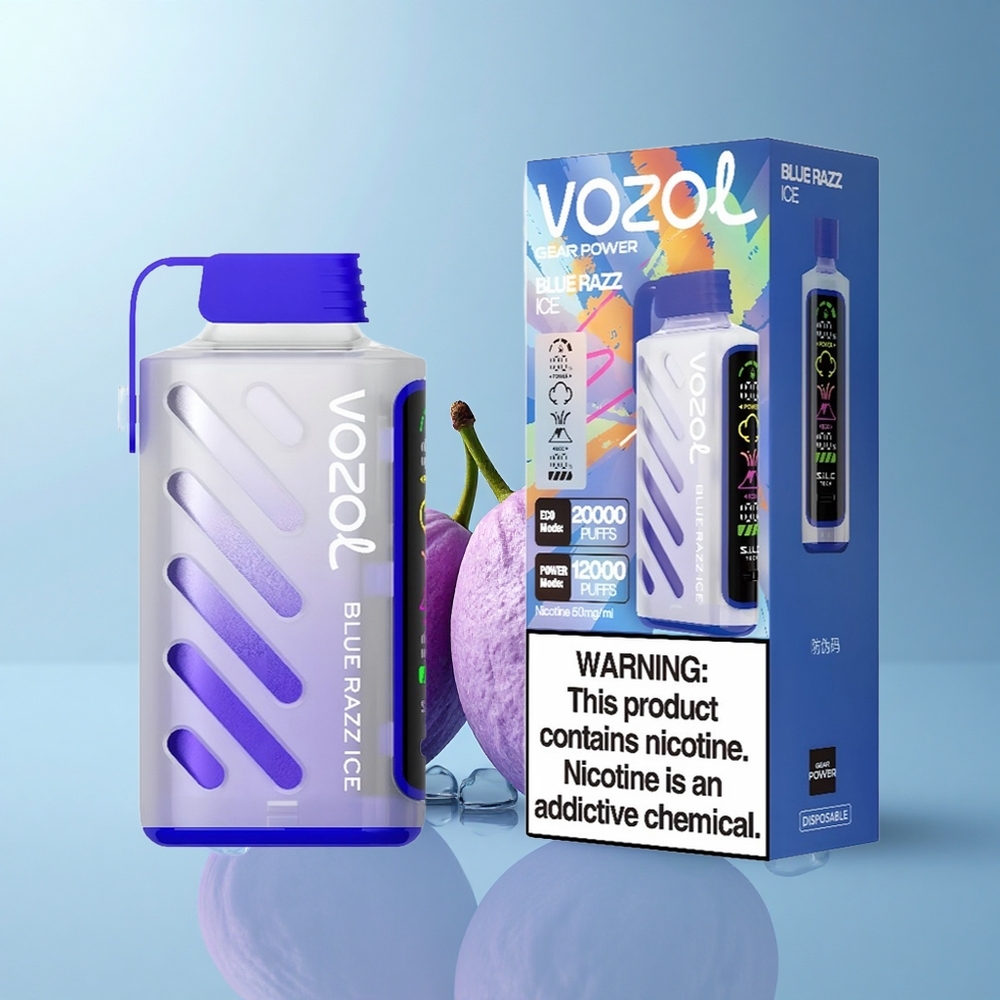 VOZOL Gear Power 20000 Puffs Azul Frambuesa Hielo con Dual Mesh Coil y 20mL
