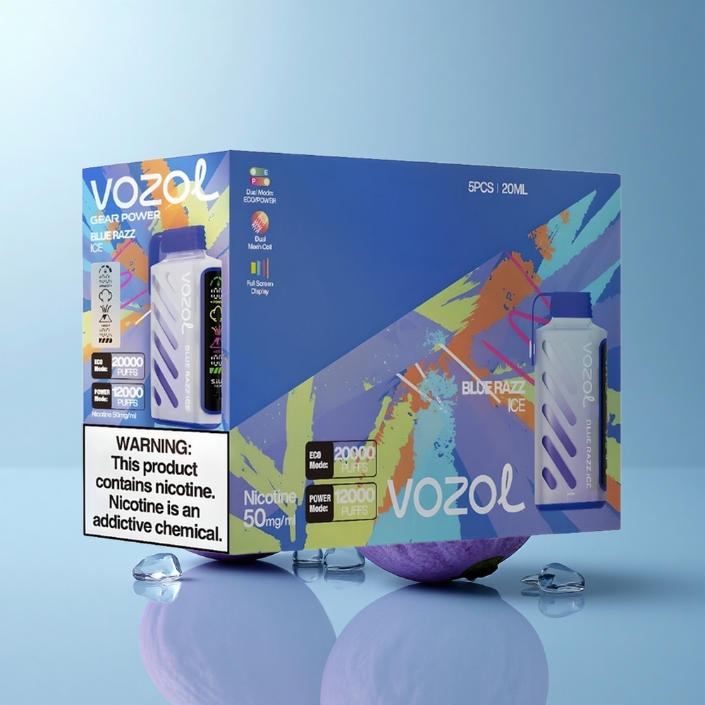 VOZOL Gear Power 20000 Puffs Azul Frambuesa Hielo con Dual Mesh Coil y 20mL