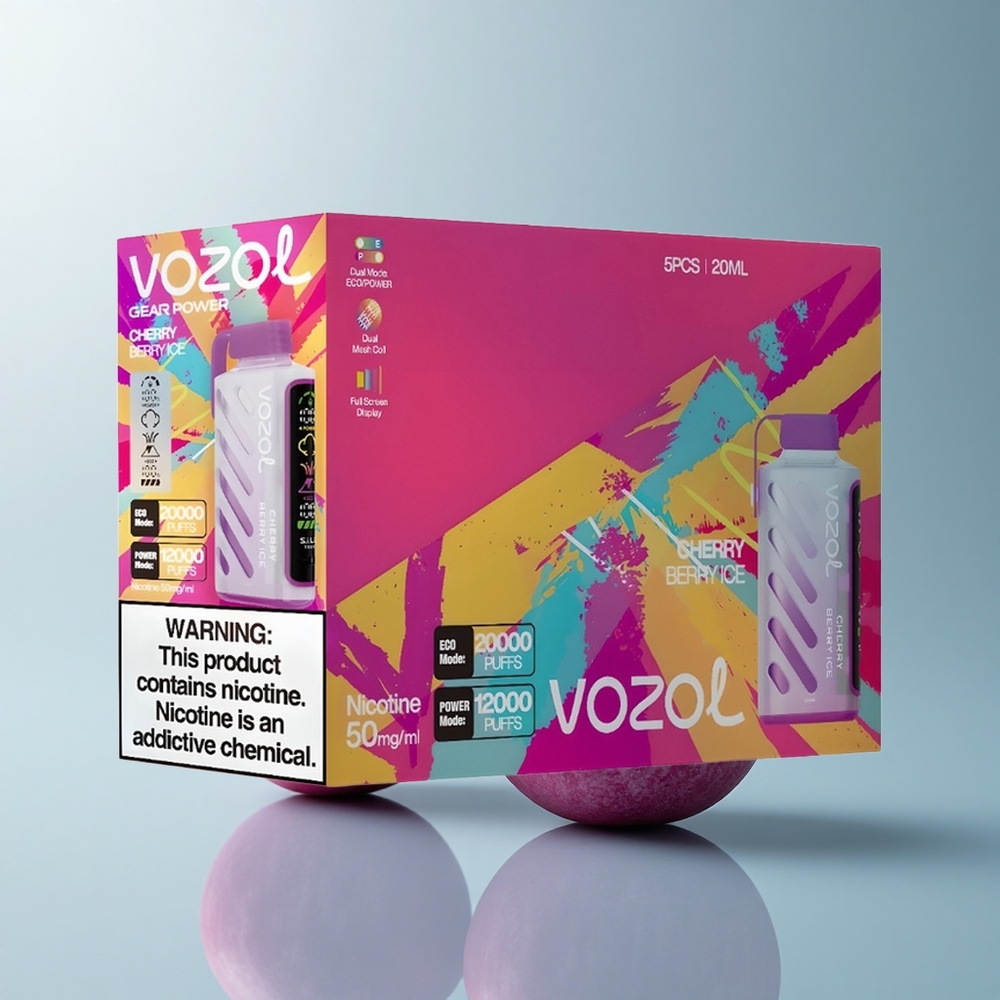 VOZOL Gear Power 20000 Puffs Cereza Baya Helada con Dual Mesh y 20mL