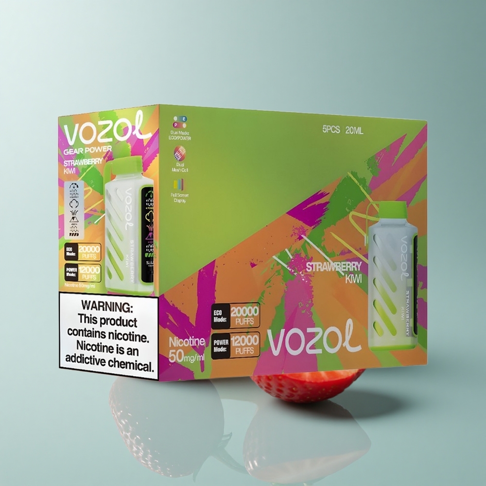 VOZOL Gear Power 20000 Puffs Fresa Kiwi con Tecnología S.i.L.C. y 20mL de Líquido Precargado