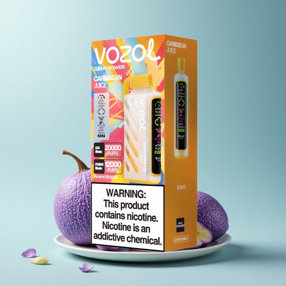 VOZOL Gear Power 20000 Puffs Zumo Caribeño con Pantalla Completa y Dual Mesh Coil