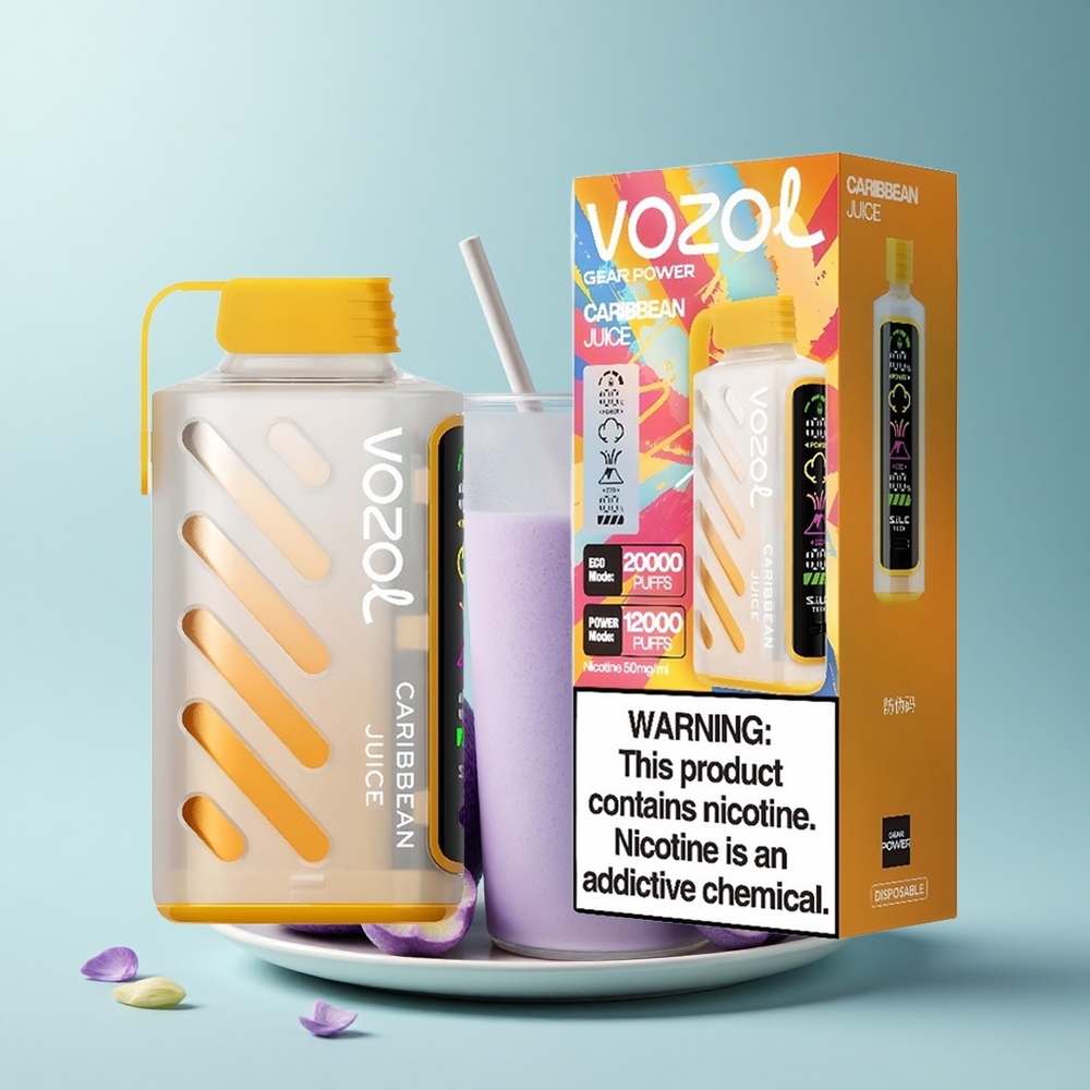 VOZOL Gear Power 20000 Puffs Zumo Caribeño con Pantalla Completa y Dual Mesh Coil
