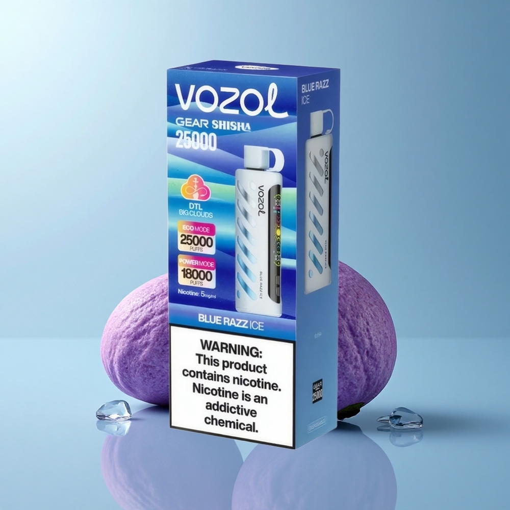 VOZOL Gear Shisha 25000 Puffs Helado Frambuesa Azul con 5mg/ml de Nicotina y 1000mAh